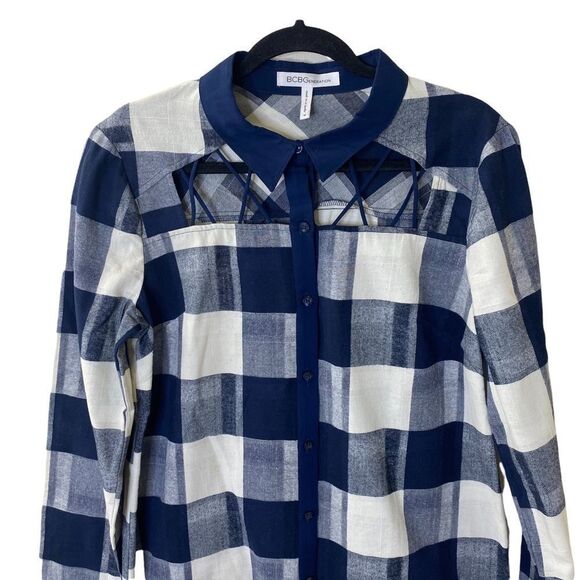 BCBGeneration Plaid Button Front Dress Sz M - Picture 2 of 10
